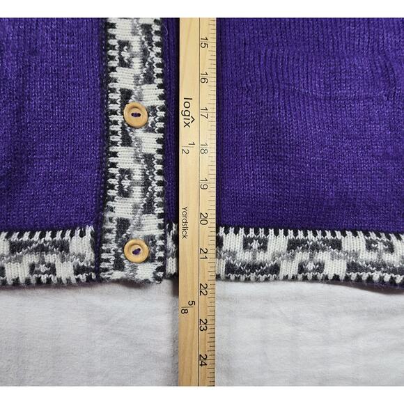 South American Side Alpaca Wool Sweater Button Cardigan Large Peru S - Picture 5 of 8